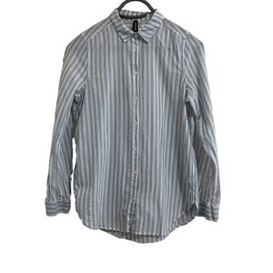 Divided H & M Women Nautical Coastal Boyfriend Striped Button Down Shirt SZ 2.